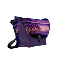 Purple Sunset Tree Silhouette Messenger bag messenger bags