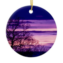 Purple Sunset Tree Silhouette ornament ornaments