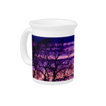 Purple Sunset Tree Silhouette pitcher jug pitchers