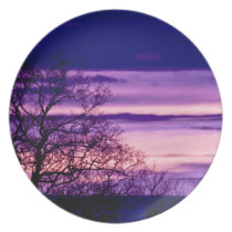 Purple Sunset Tree Silhouette plate plates