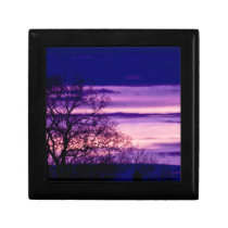 Purple Sunset Tree Silhouette wooden gift box gift boxes