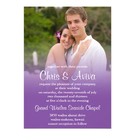 Purple Sunset Wedding Invitation (front side)