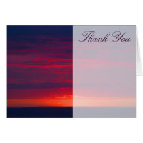 Purple Sunset Wedding Thank You Greeting Card