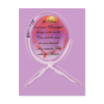 Purple Survivor Ribbon Surrounds Words to Live By postcards