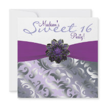 Purple Sweet 16 Birthday Party Personalized Announcements