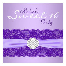 Purple Sweet 16 Birthday Party Invitation