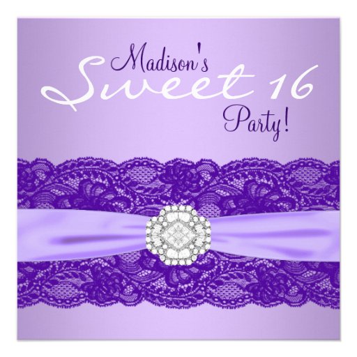 Purple Sweet 16 Birthday Party Invitation