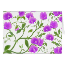 Purple Sweet Pea Flowers Card by twopurringcats Purple Sweet Pea Flowers Card