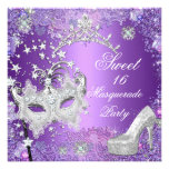 Purple Sweet  Sixteen 16 Masquerade Party Tiara Personalized Invite