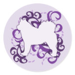 Purple Swirl Alaskan Malamute Round Stickers