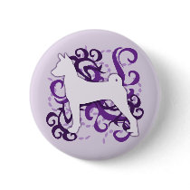 Purple Swirl Basenji Pinback Button