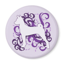 Purple Swirl Basenji Fridge Magnets