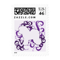 Purple Swirl Bichon Frise Postage Stamp