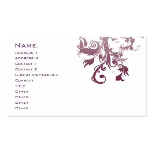 Purple Swirl Business Cards (front side)