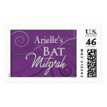 Purple Swirl Custom Bat Mitzvah postage stamp