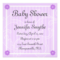 Purple Swirl Flower Baby Shower Invitation invitations