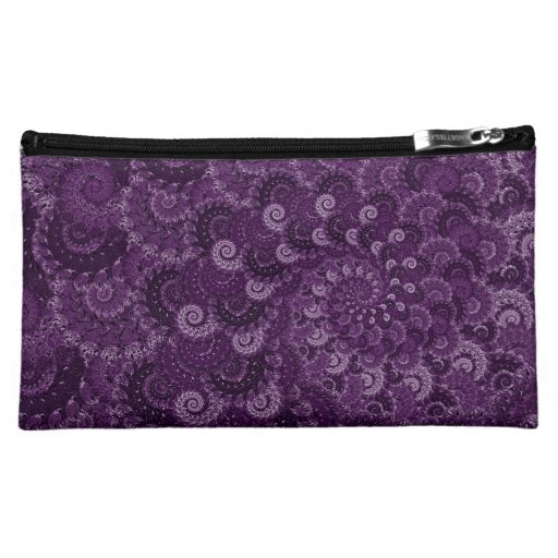 Purple Swirl Fractal Art Pattern Makeup Bags
