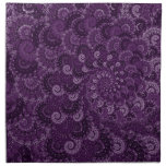 Purple Swirl Fractal Art Pattern Printed Napkins