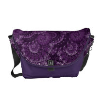 Purple Swirl Fractal Pattern Messenger Bags