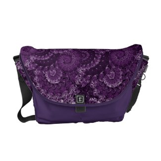 Purple Swirl Fractal Pattern Messenger Bags
