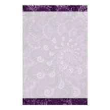 Purple Swirl Fractal Pattern Stationery Design
