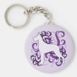 Purple Swirl Great Dane Key Chains