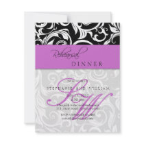 Purple Swirl Monogram Rehearsal Dinner Card Custom Invitation