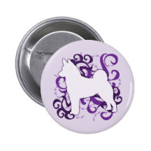 Purple Swirl Norwegian Elkhound Button