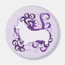 Purple Swirl Pembroke Welsh Corgi Magnet