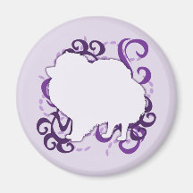 Purple Swirl Pomeranian Refrigerator Magnet