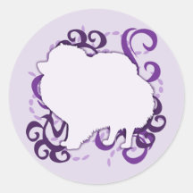Purple Swirl Pomeranian Stickers