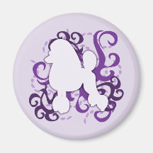 Purple Swirl Poodle Fridge Magnets
