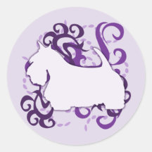 Purple Swirl Scottish Terrier Round Stickers