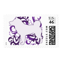 Purple Swirl Shiba Inu Postage Stamp