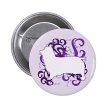 Purple Swirl Silky Terrier Pinback Buttons