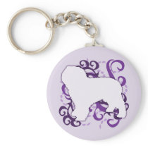 Purple Swirl Spanish Water Dog Keychains