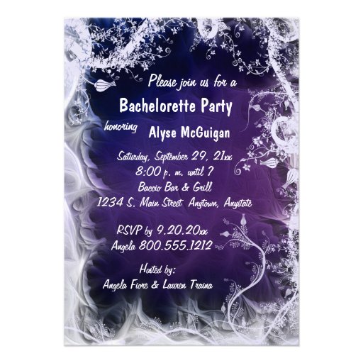 Purple Swirls Bachelorette Party Invitation