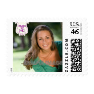 Purple swirls badge custom photo graduation stamps stamp
