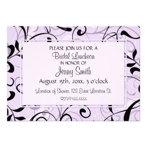Purple Swirls Bridal Luncheon Invitation Cards