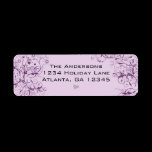 Purple Swirls Love Birds Return Labels