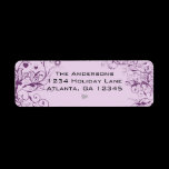 Purple Swirls Love Birds Return Labels