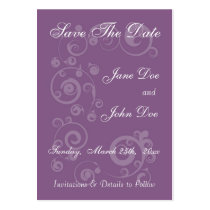 Purple Swirls Save The Date Profile Card business cards by 13BlackCatsDesigns Purple Swirls Save The Date Profile Card business cards