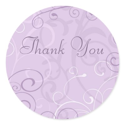 Purple Swirls Thank You Envelope Seals Sticker