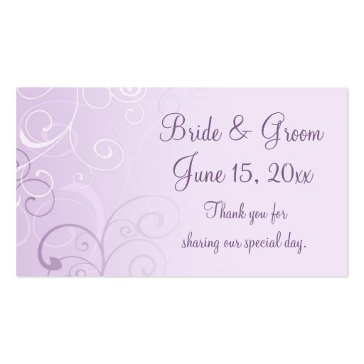 Purple Swirls Wedding Favor Tags Business Card Template (front side)