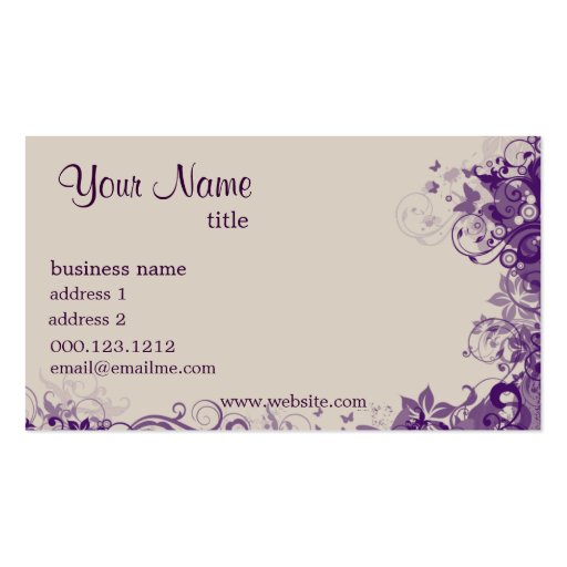 Purple Swirly Business Card TEMPLATE (front side)