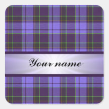Purple Tartan With Ribbon Square Sticker
