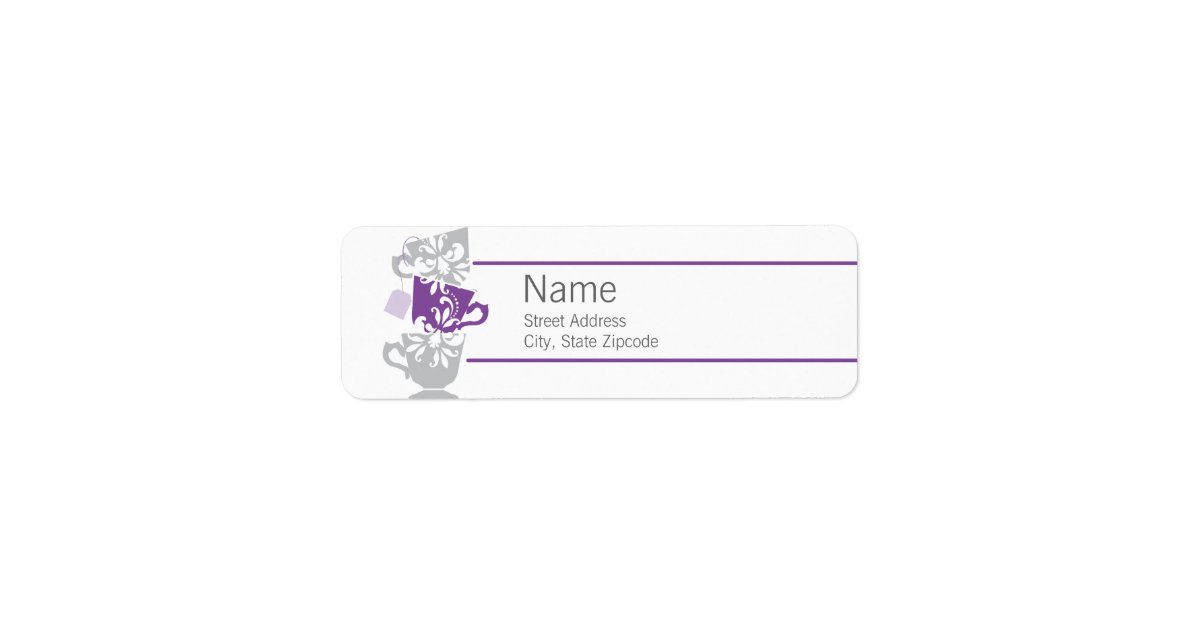 purple tea return address label zazzle holiday return address label