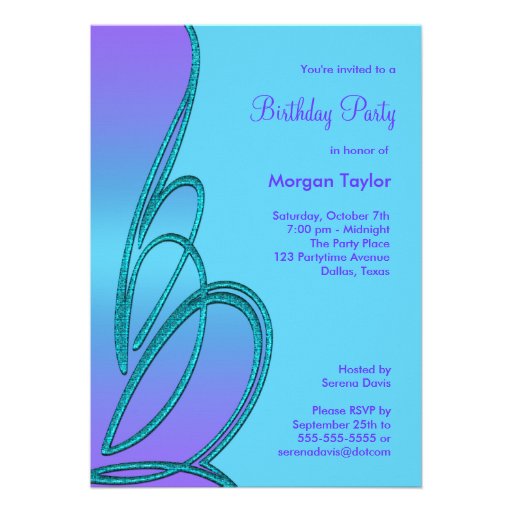 Purple Teal Birthday Party Invitation Template