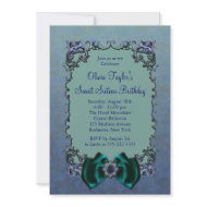 Purple & Teal Blue Sweet Sixteen Party Invitations invitation