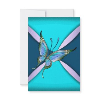 Purple Teal Butterfly RSVP Save the Date invitation